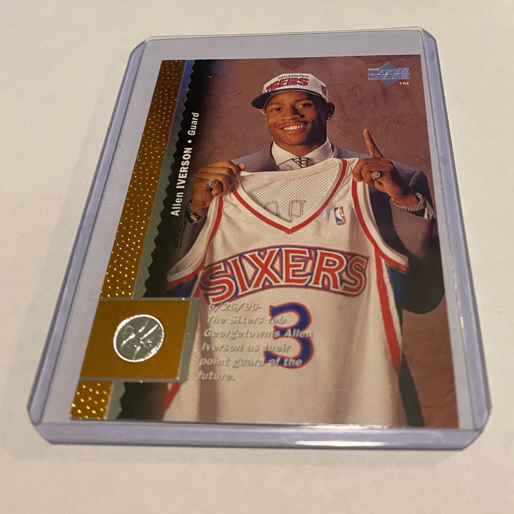 Allen Iverson RC Rookie 1996 Upper Deck Basketball Card # 91 Vintage Collectible